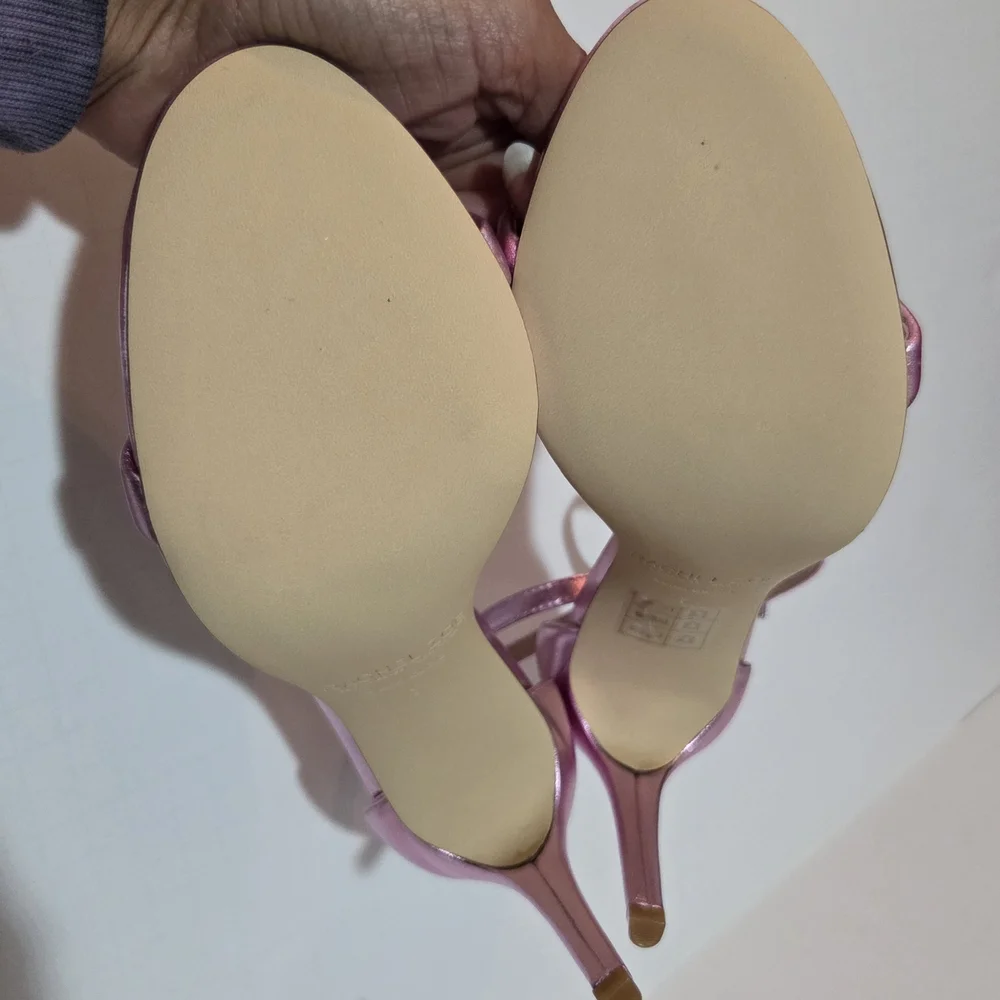 NWB RACHEL ZOE Sz 7, Metallic Pale Pink, Ema 2 Stiletto Sandal, Leather - Picture 3 of 7